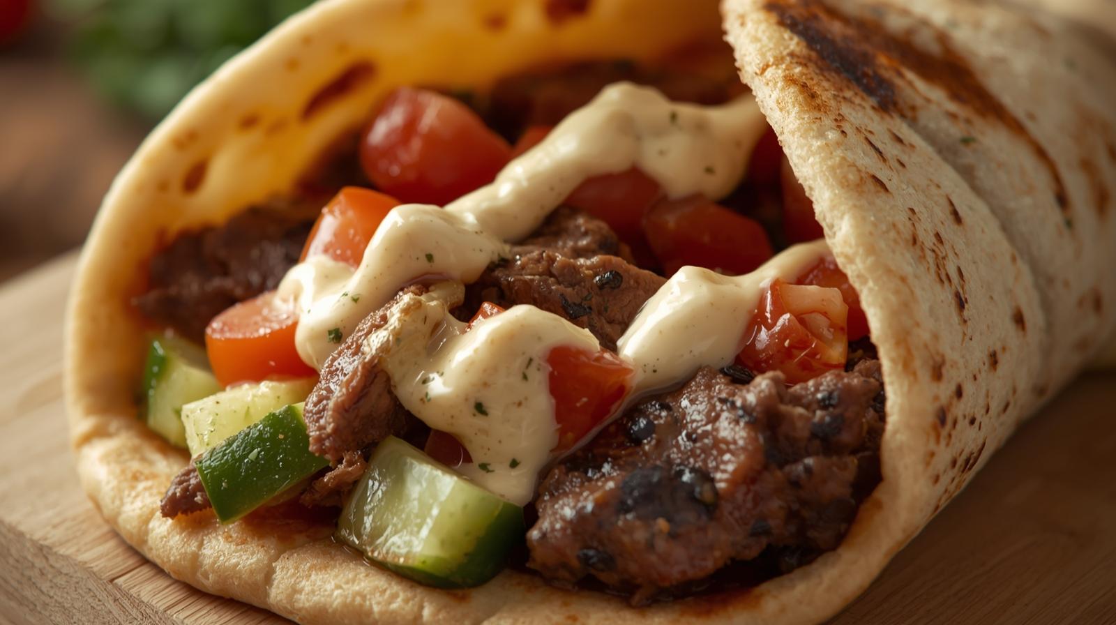 Donair Beef Wrap - Traditional Halal Donair at Eat and Dip Edmonton